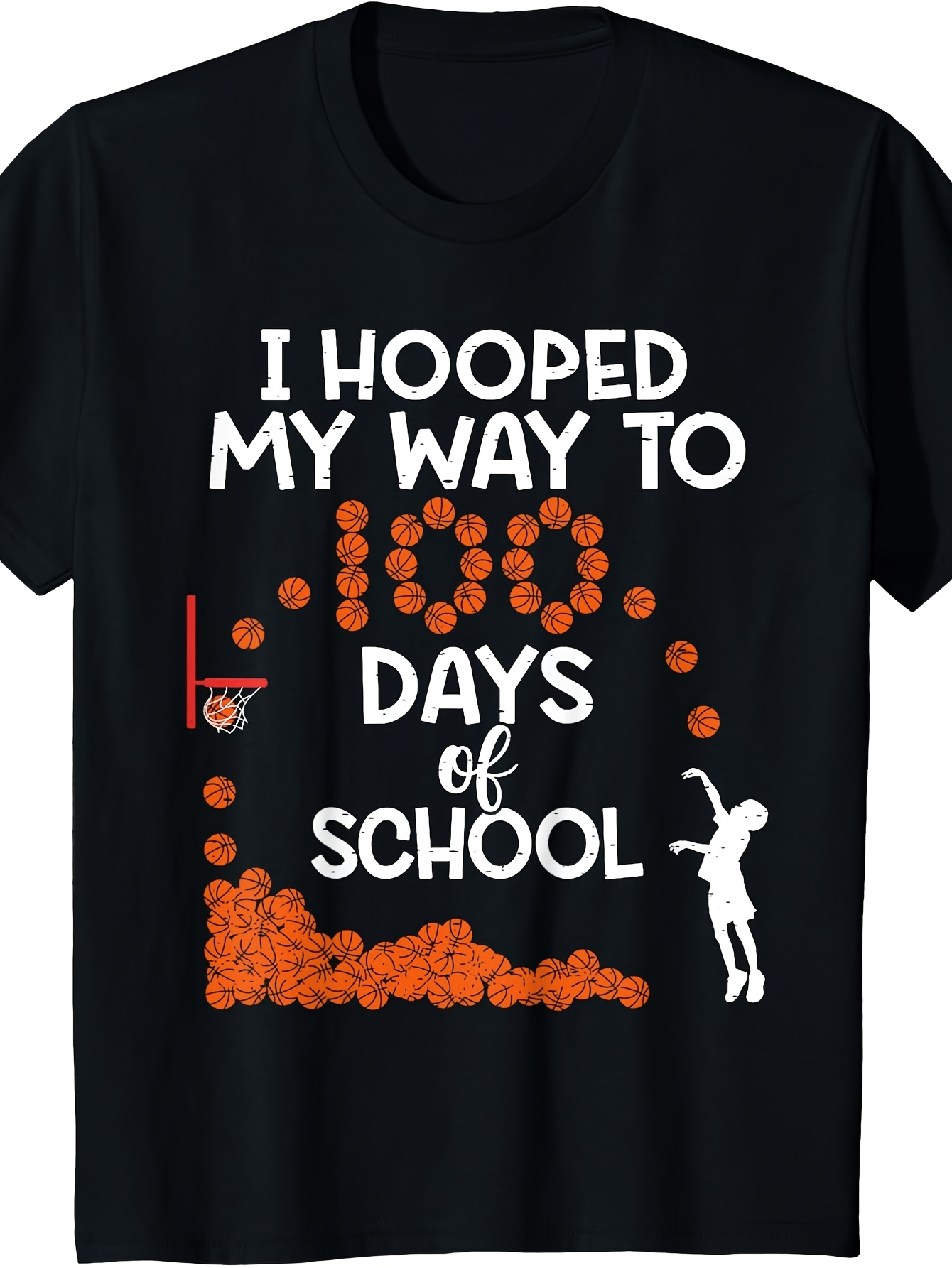 Men's Graphic T-Shirt I Hooped My Way To One Hundred Days Of School With Basketball Arc