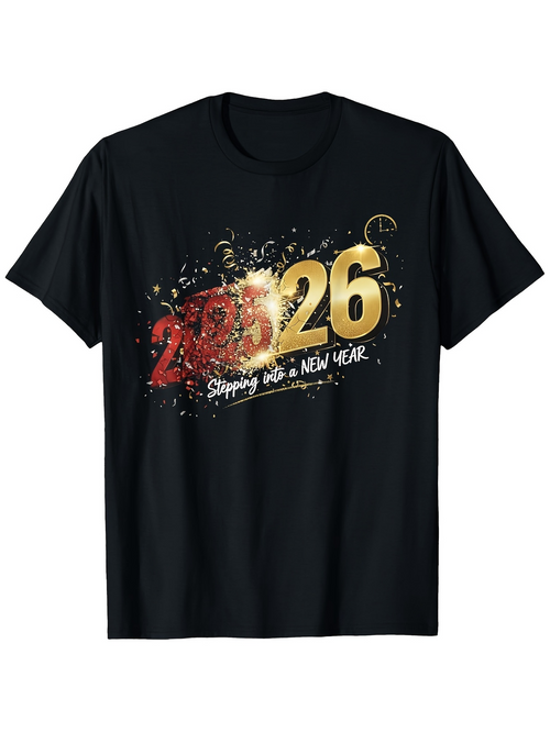 Men's Graphic T-Shirt Stepping Into A New Year Festive Gold Firework Sparkle Celebration New Year