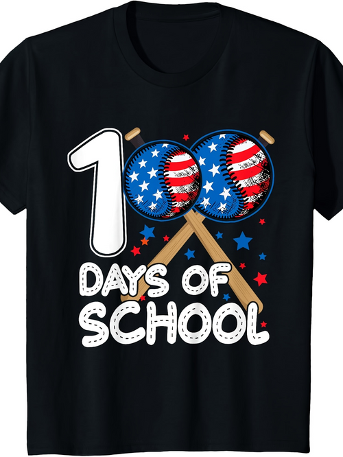 Men's Graphic T-Shirt Hundred Days Celebration Stars And Stripes Drumsticks School
