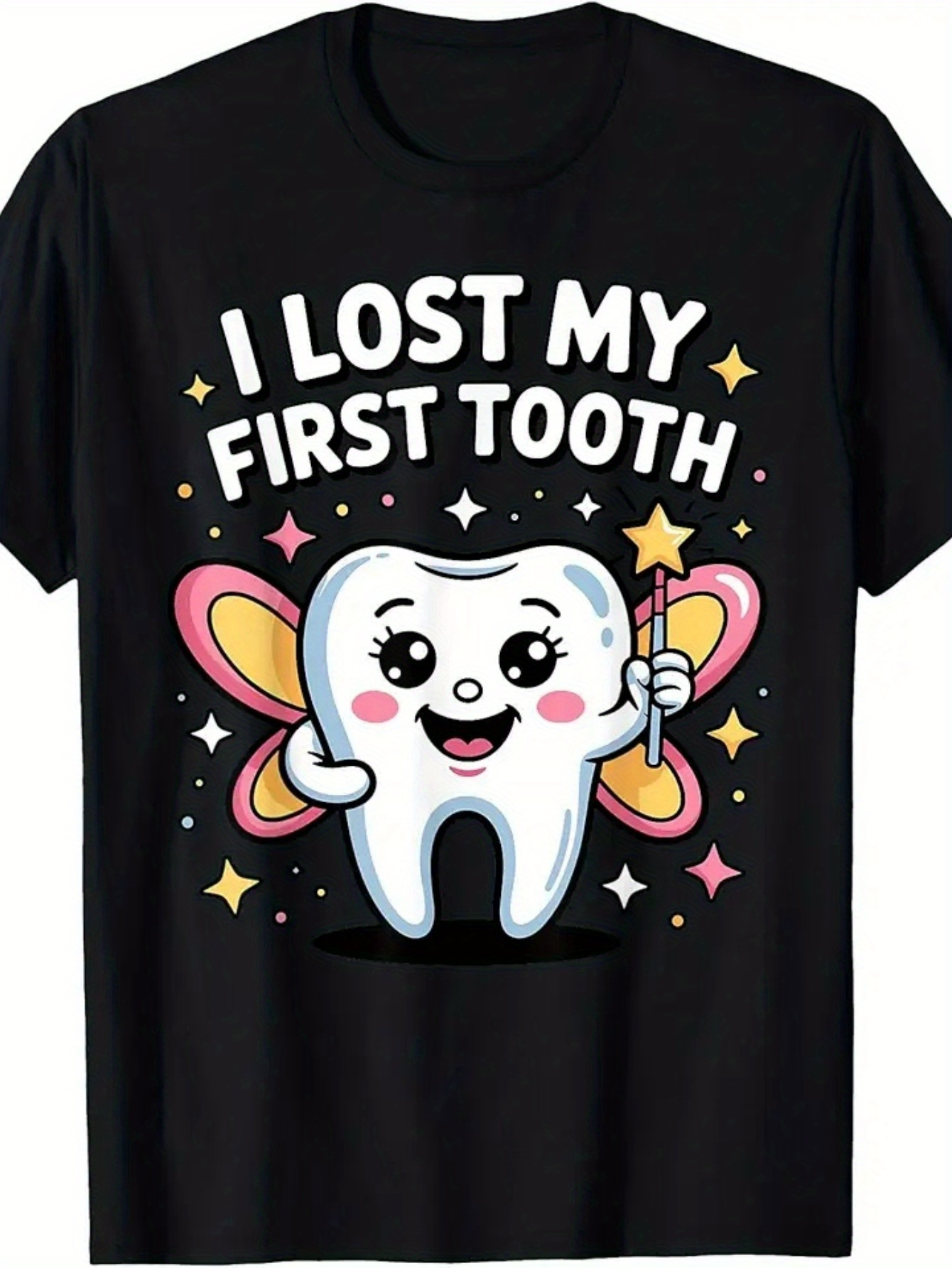 Men's Graphic T-Shirt I Lost My First Tooth Smiling Tooth Fairy With Colorful Wings