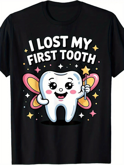 Men's Graphic T-Shirt I Lost My First Tooth Smiling Tooth Fairy With Colorful Wings
