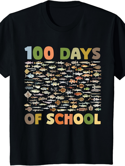 Men's Graphic T-Shirt 100 Days Of School Colorful Assorted Tropical Sea Fish Pattern Underwater Fish