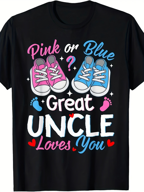 Men's Graphic T-Shirt Pink Or Blue Cute Sneakers And Hearts Great Uncle Loves You