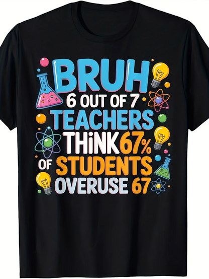 Men's Graphic T-Shirt Bruh Science Joke With Colorful Beakers And Lightbulb Elements Teachers