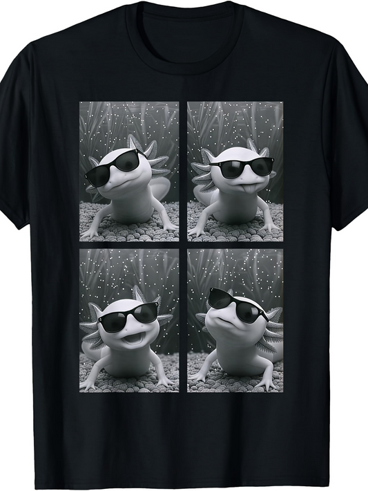 Men's Graphic T-Shirt Cool Axolotl Wearing Sunglasses In Playful Underwater Portraits Animal