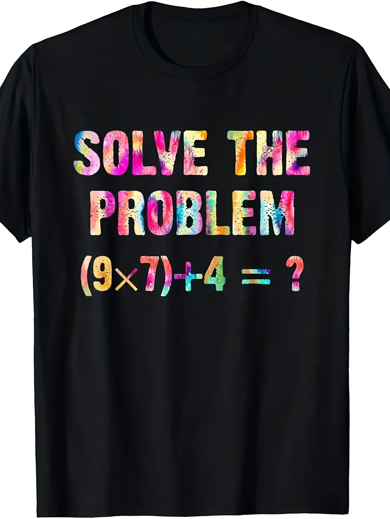 Men's Graphic T-Shirt Solve The Problem Vibrant Multicolored Letters With Simple Math Equation T Shirt
