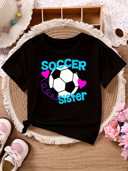 Men's Graphic T-Shirt Soccer Sister With Cute Hearts And Playful Whistle Soccer Ball