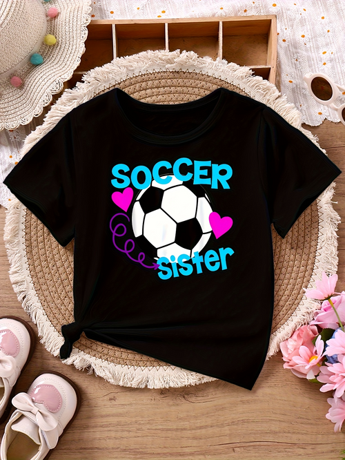 Men's Graphic T-Shirt Soccer Sister With Cute Hearts And Playful Whistle Soccer Ball