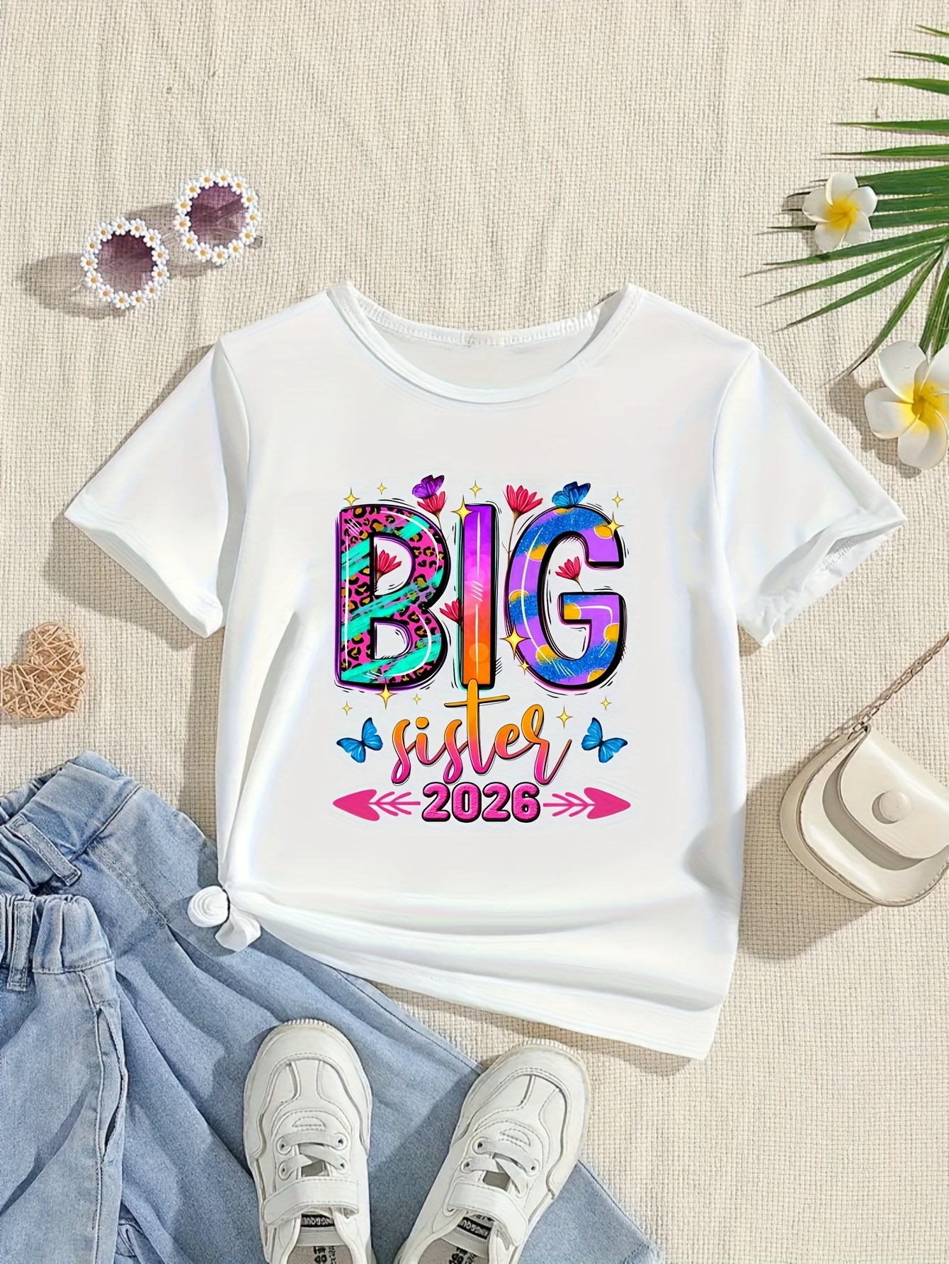 Men's Graphic T-Shirt Big Sister Text With Colorful Painted Lettering And Pink Arrows Shirt