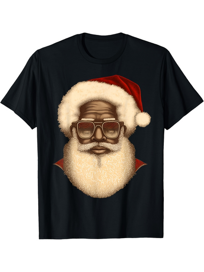 Men's Graphic T-Shirt Retro Christmas Glasses With Hipster Santa Claus Face