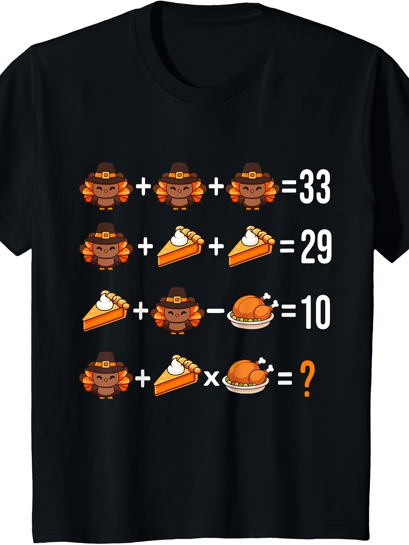 Men's Graphic T-Shirt Math Equations With Holiday Pie And Roasted Turkey Puzzle
