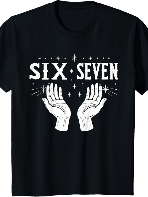 Men's Graphic T-Shirt Six Seven Open Palms With Aura Stars Underneath Raised Hands
