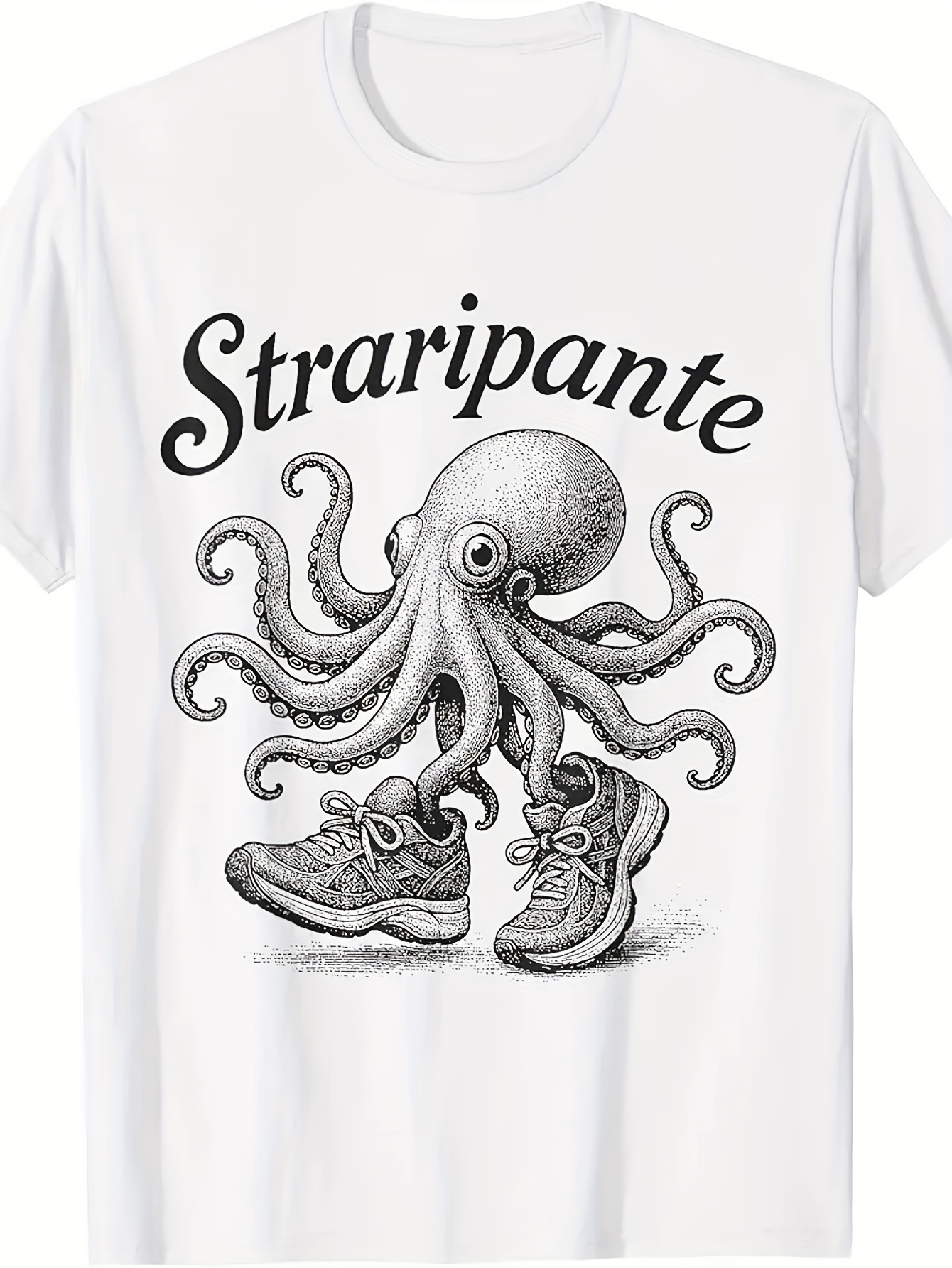 Men's Graphic T-Shirt Straripante Vintage Hand Drawn Octopus Wearing Sneakers