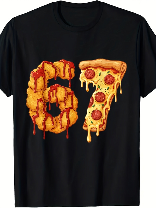 Men's Graphic T-Shirt Crispy Fried Chicken And Melting Cheese Pepperoni Pizza Number