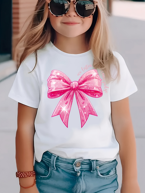 Men's Graphic T-Shirt Sparkling Satin Pink Ribbon Bow With Reflections And Shine Bow
