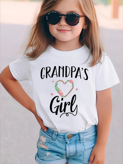 Men's Graphic T-Shirt Grandpas Girl With Watercolor Floral Heart And Whimsical Accents Text