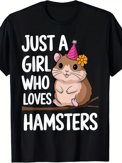 Men's Graphic T-Shirt Just A Girl Who Loves Adorable Hamster Wearing Party Hat And Flower Hamster