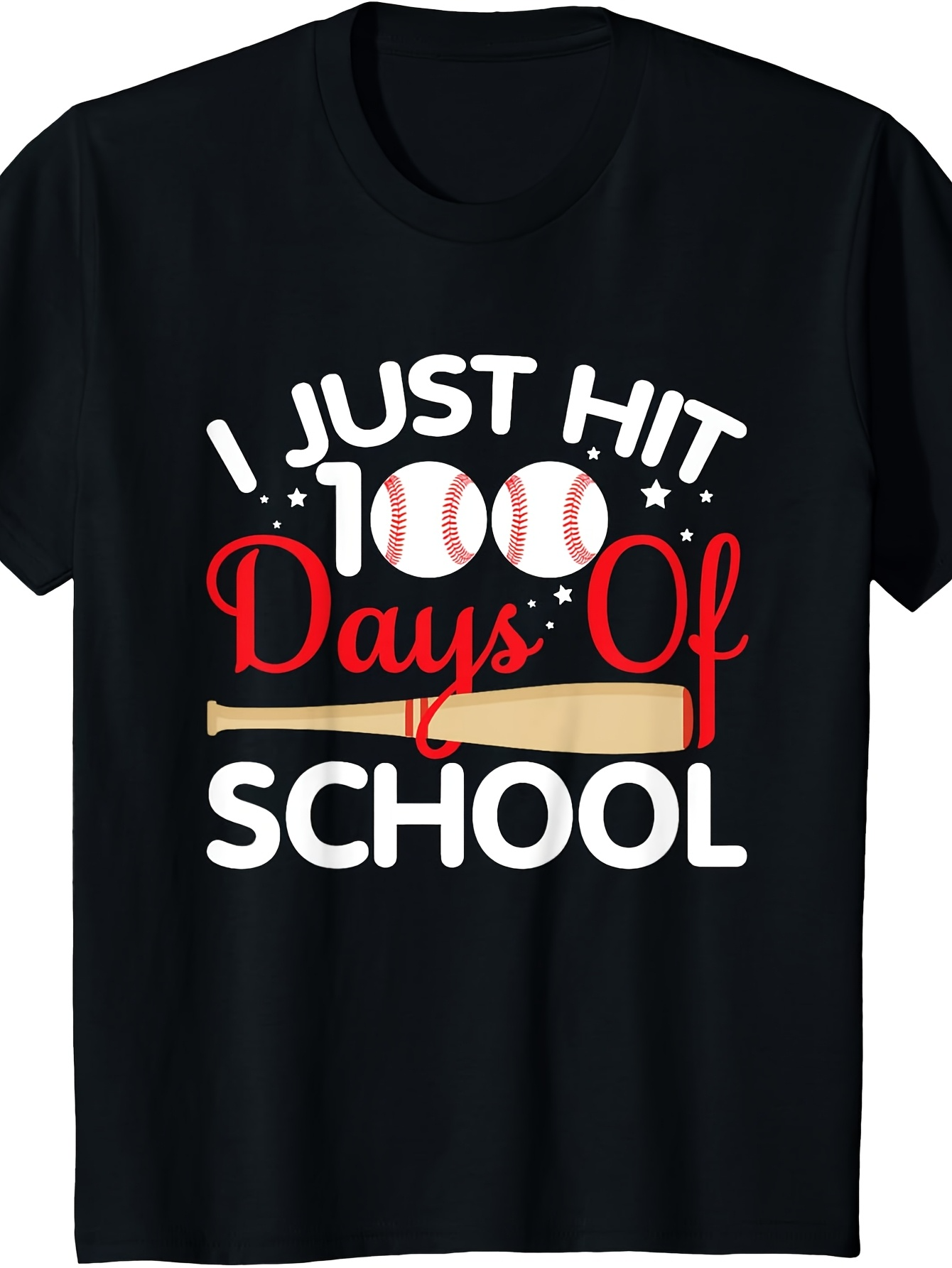 Men's Graphic T-Shirt I Just Hit One Hundred Days Of School With Baseball And Bat Illustration