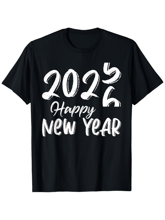 Men's Graphic T-Shirt Happy New Year Celebration Typography With Festive Energetic Artistic Brush Strokes T Shirt