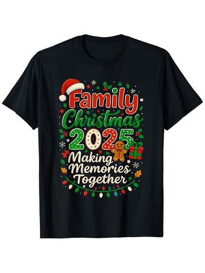Men's Graphic T-Shirt Family Christmas Making Memories Together Surrounded By Lights And Festive Gifts T Shirt