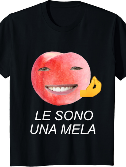 Men's Graphic T-Shirt Smiling Face With Hand Gesture On Juicy Apple