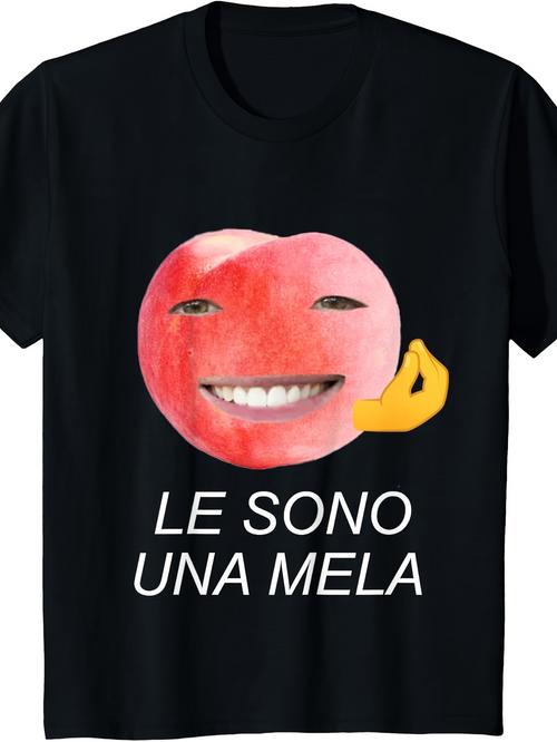 Men's Graphic T-Shirt Smiling Face With Hand Gesture On Juicy Apple