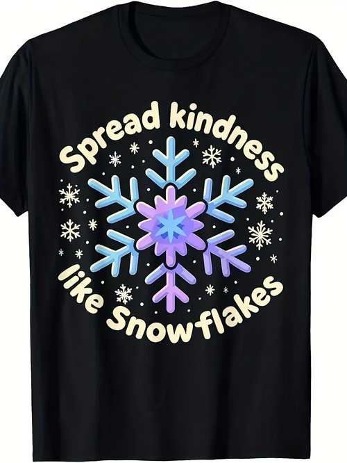 Men's Graphic T-Shirt Spread Kindness Among Glowing Pastel Snowflakes And Sparkling Winter Snowflake