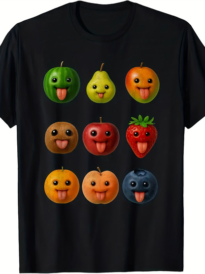 Men's Graphic T-Shirt Adorable Colorful Fruits With Smiling Faces Expressive Cartoon Fruit