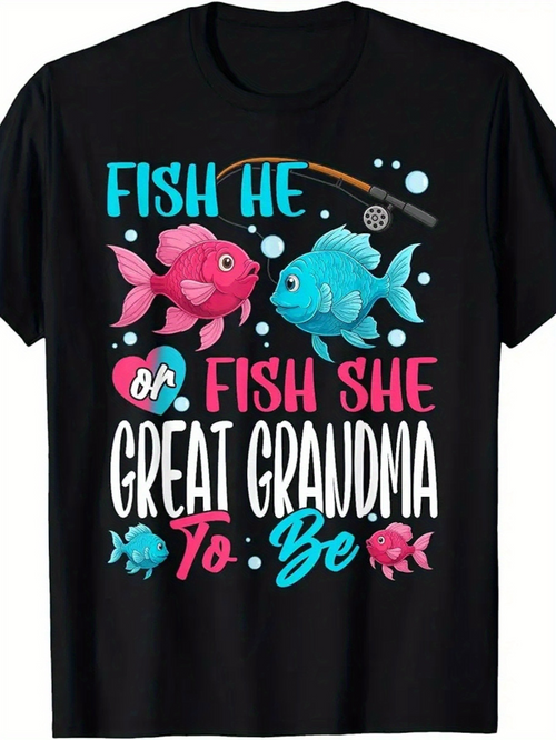 Men's Graphic T-Shirt Playful Bubbles Under Water With Two Colorful Cartoon Fish