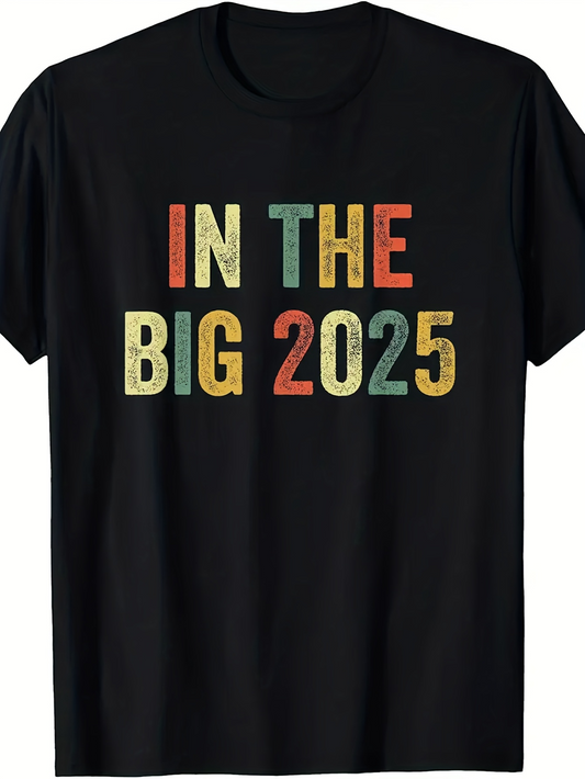 Men's Graphic T-Shirt In The Big Bold Multicolored Numbers And Vintage Lettering Year