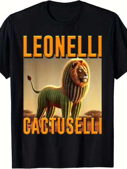 Men's Graphic T-Shirt Leonelli Cactuselli With Sunset Glow Among Exotic Deserts Lion