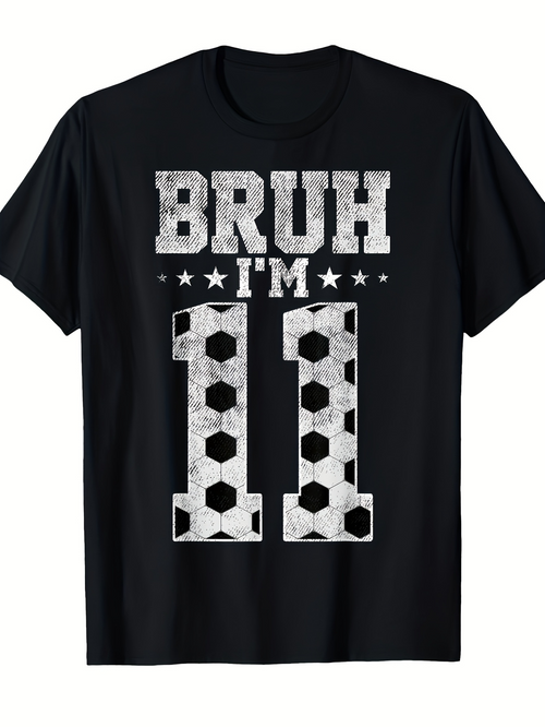 Men's Graphic T-Shirt Bruh Im Eleven Soccer Ball Pattern Graphic Number Eleven
