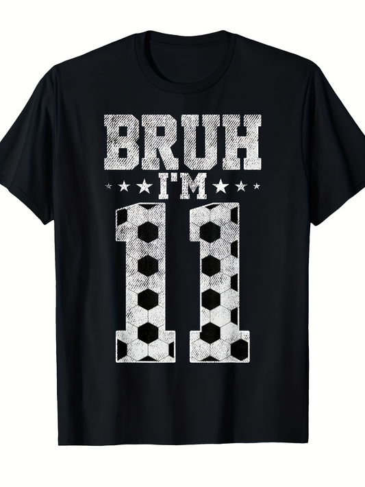 Men's Graphic T-Shirt Bruh Im Eleven Soccer Ball Pattern Graphic Number Eleven
