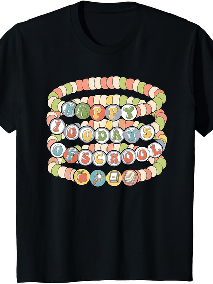 Men's Graphic T-Shirt Happy Hundred Days Of School Candy Beads Colorful Classroom Bracelet