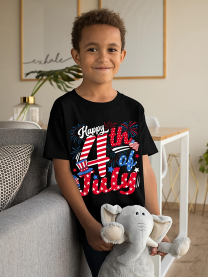 Men's Graphic T-Shirt Happy Fourth Of July With Stars And Stripes Parade Lettering Celebration