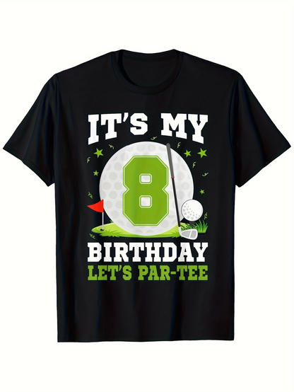 Men's Graphic T-Shirt Its My 8 Birthday Lets Par Tee With Golf Course Elements Golf Ball