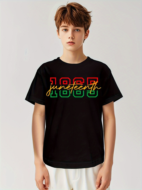 Men's Graphic T-Shirt Juneteenth Retro Multicolor Print With Overlapping Numbers And Leaf Motifs Year