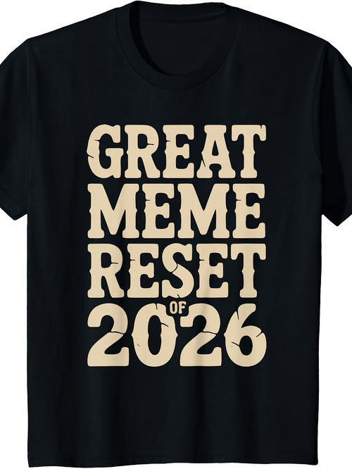 Men's Graphic T-Shirt Great Meme Reset Of 2026 Distressed Graphic Bold Typography T Shirt
