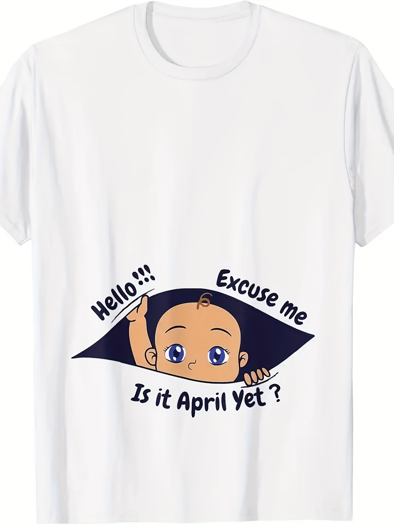 Men's Graphic T-Shirt Hello Excuse Me Is It April Yet Baby Peeking Out Of Pocket