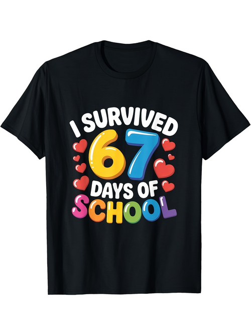 Men's Graphic T-Shirt I Survived Colorful Balloons And Playful Hearts School