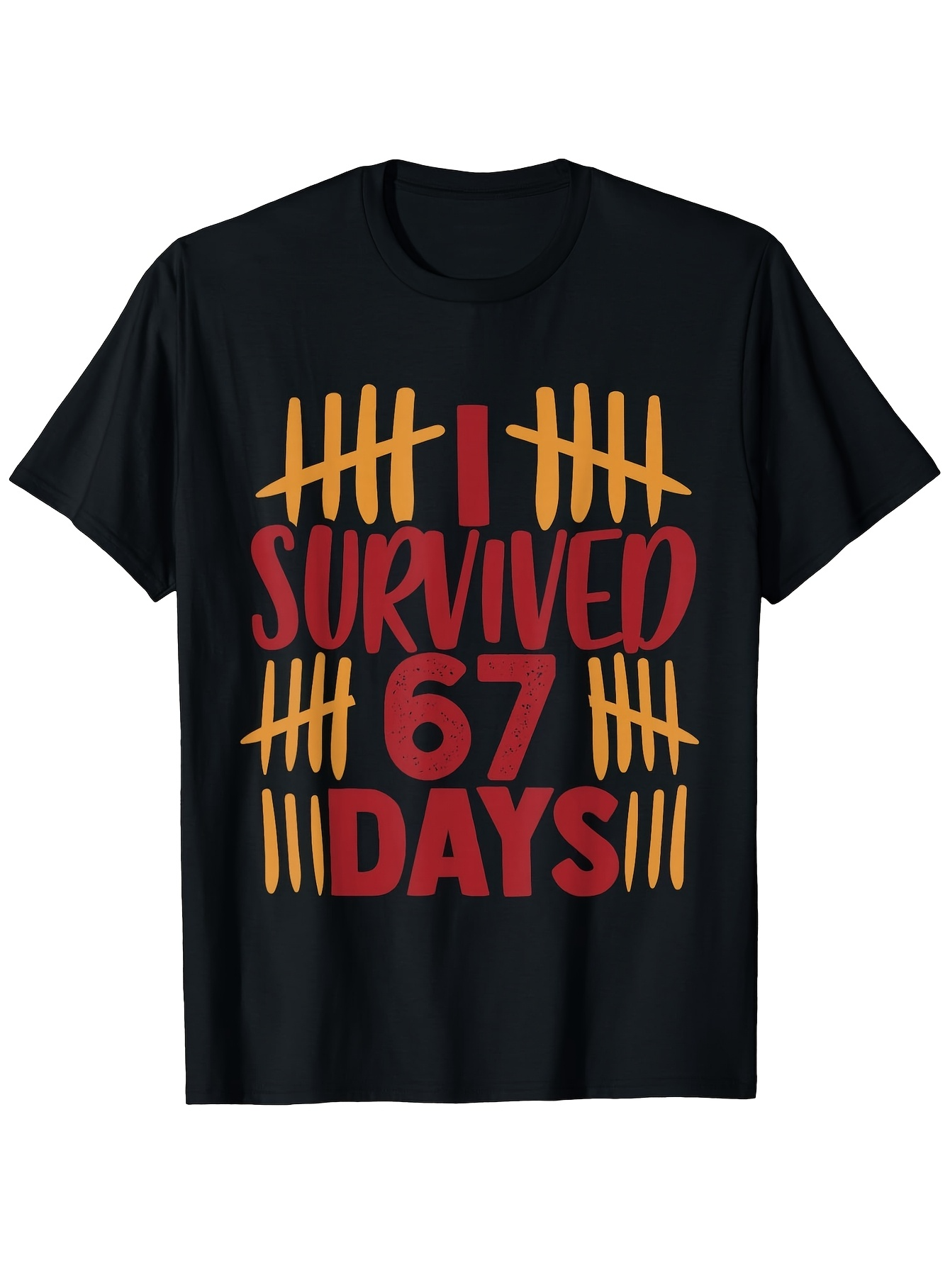 Men's Graphic T-Shirt I Survived Sixty Seven Days With Tally Marks Pattern Shirt