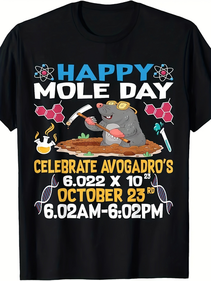 Men's Graphic T-Shirt Happy Mole Day Cheerful Mole With Science Symbols And Celebration Elements