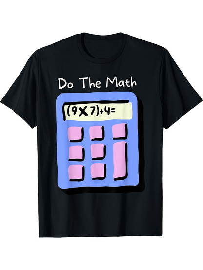 Men's Graphic T-Shirt Do The Math Pastel Calculator With Large Pink Blue Buttons