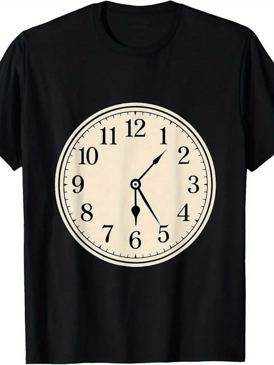 Men's Graphic T-Shirt Classic Wall Clock With Bold Numbers On Neutral Vintage Background Clock
