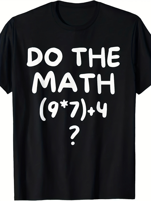 Men's Graphic T-Shirt Do The Math Funny Equation Puzzle On Solid Black T Shirt