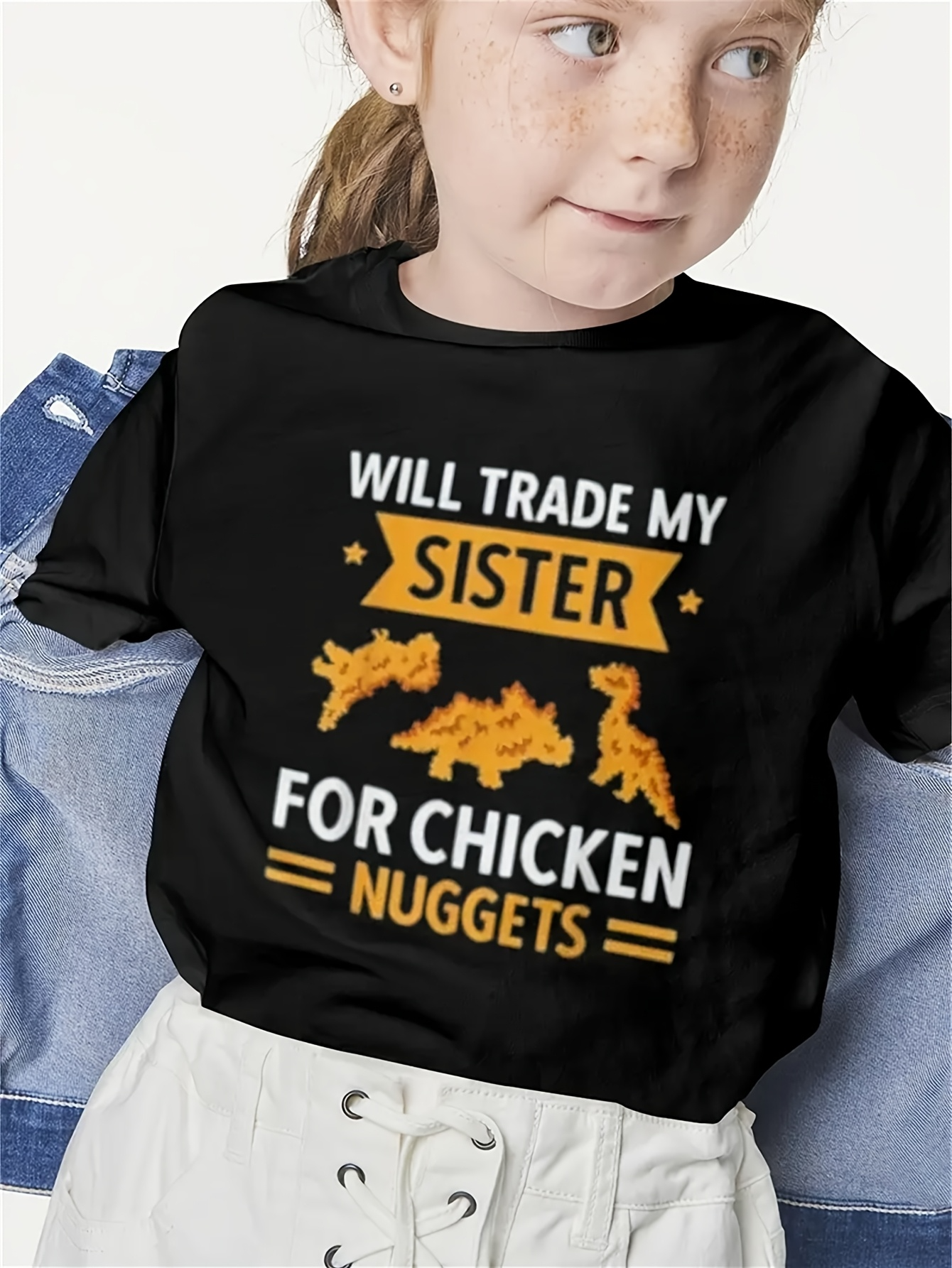 Men's Graphic T-Shirt Will Trade My Sister For Crispy Chicken Nuggets And Fun Shapes