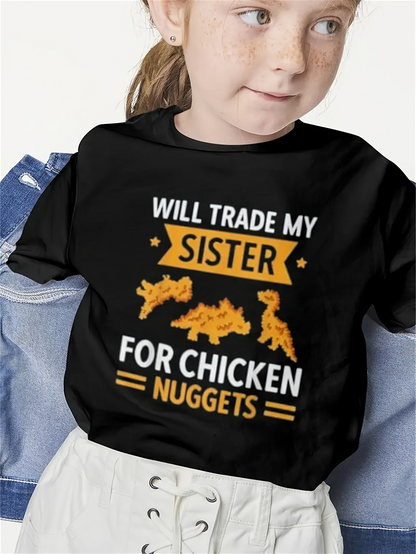 Men's Graphic T-Shirt Will Trade My Sister For Crispy Chicken Nuggets And Fun Shapes