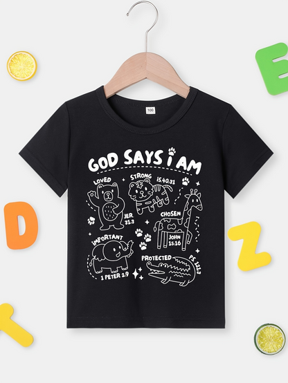 Men's Graphic T-Shirt God Says I Am Fun Animal Sketch Style Zoo Friends