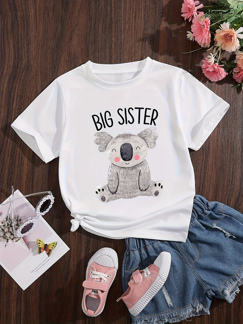 Men's Graphic T-Shirt Big Sister Blushing Koala With Cute Pink Cheek Accents Smiling Cartoon Animal
