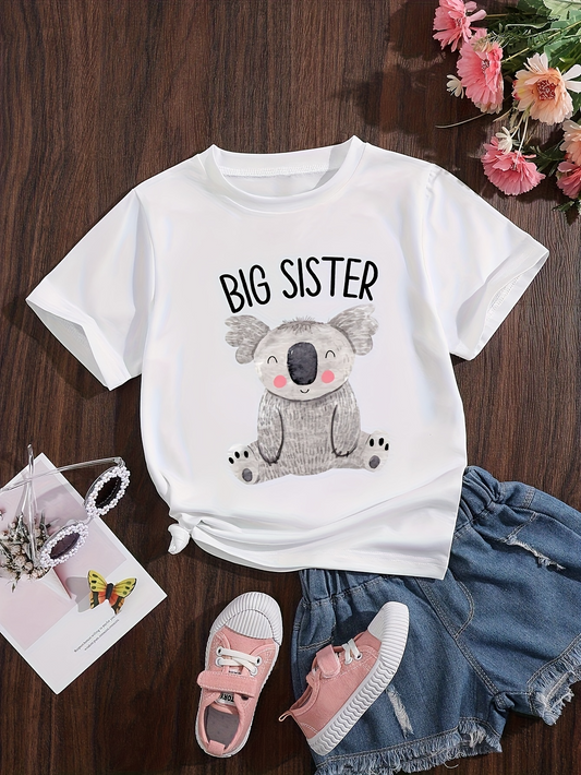 Men's Graphic T-Shirt Big Sister Blushing Koala With Cute Pink Cheek Accents Smiling Cartoon Animal